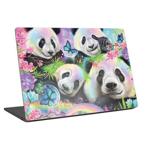 Rainbow Pandas with Butterflies by Sheena Pike Universal Laptop 16in (13 x 9.4in) Skin